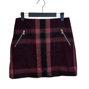 Gap Pink Plaid Zipper Mini Skirt